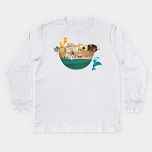 Kids Room Illustration Noah’s Ark - All animals aboard Kids Long Sleeve T-Shirt